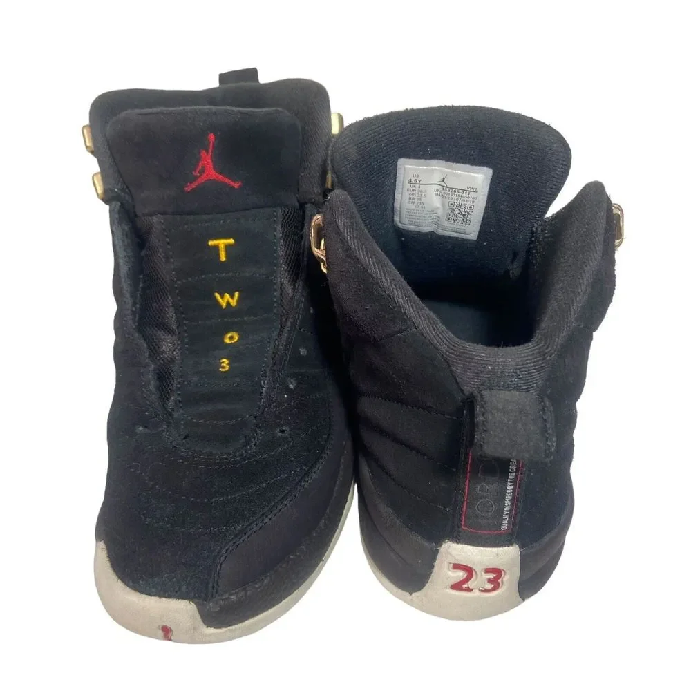 Nike Air Jordan 12 Retro GS Reverse Taxi Size 4.5 Youth Kids 153265-017 Black